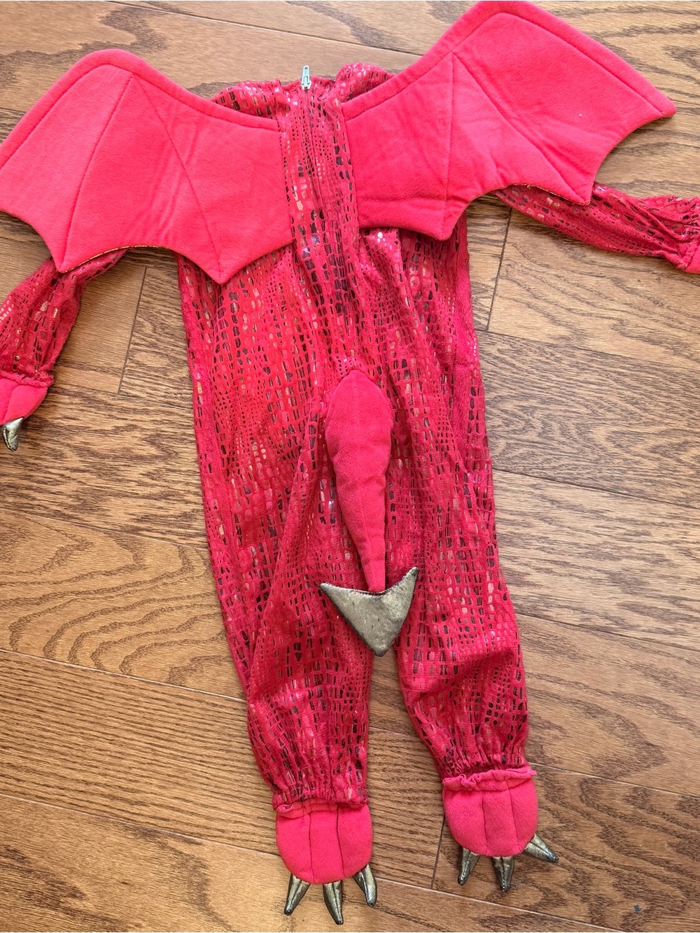 Pottery Barn Kids Red and Gold Dragon Costume with Wings bodysuit - Picture 7 of 8